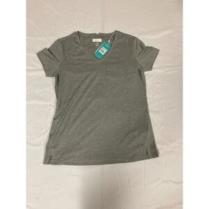 Greg Norman Play Dry V-Neck T-Shirt Women's Small Heather Gray Short Sleeve NWT